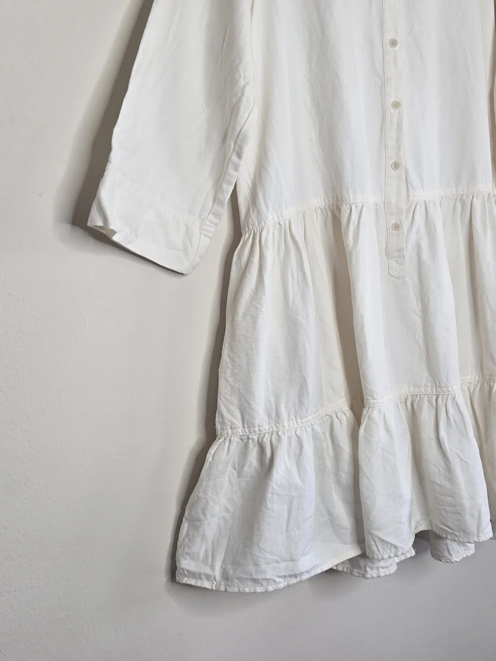 Apiece Apart White Tiered Cotton Dress Minimalist Boho Summer Casual